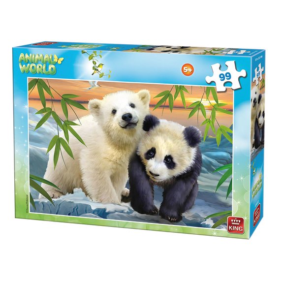 Puzzle 99 pièces King Animal World Collection - Ours et Panda