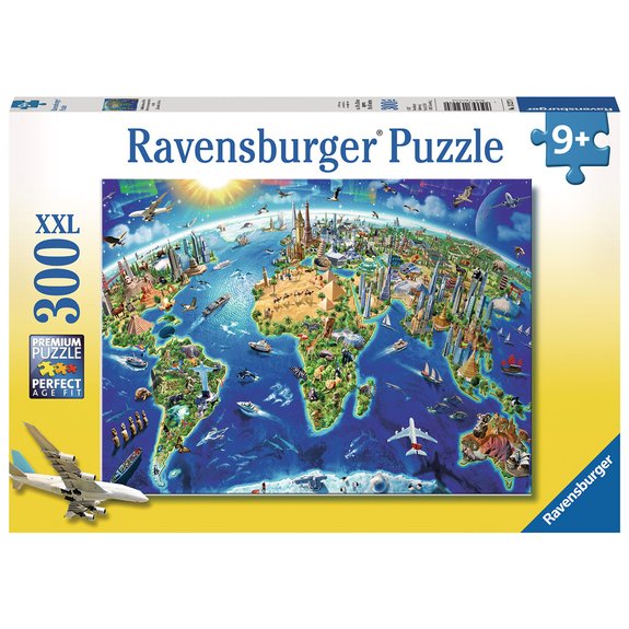 Puzzle 300 pièces XXL - Carte des monuments du monde