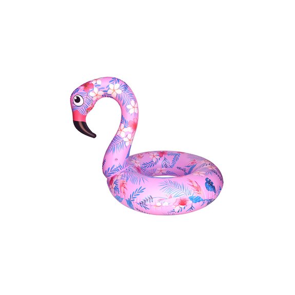 Bouée Gonflable Flamant Rose Fleurie 74 cm