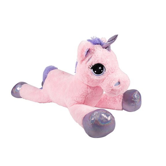 Peluche Licorne allongée rose 115 cm