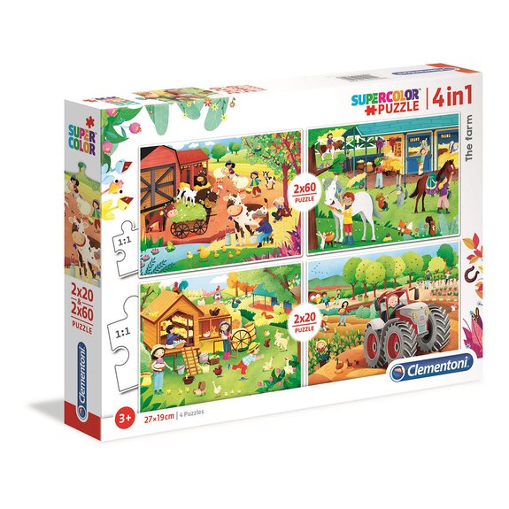 Puzzles SuperColor 2x20 + 2x60 pièces - La Ferme