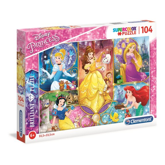 Puzzle brillant 104 pièces Disney Princesses