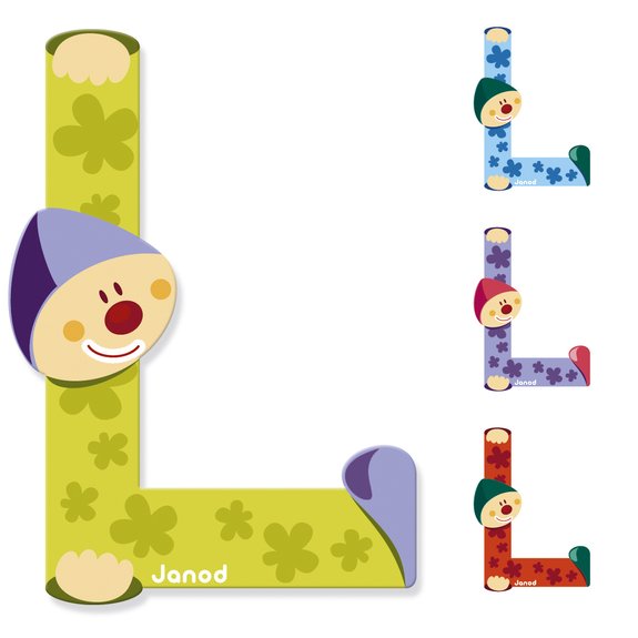 Lettre Clown L en bois