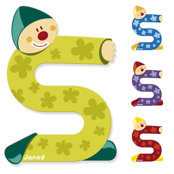 Lettre Clown S en bois