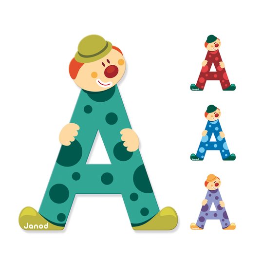 Lettre Clown A en bois