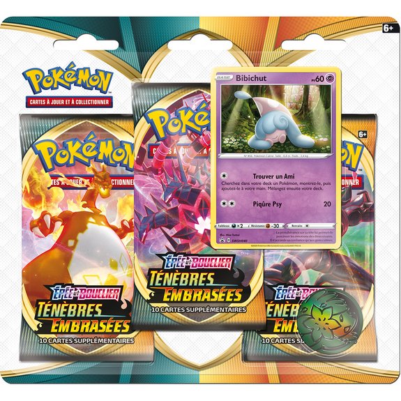 Pack 3 boosters Pokémon épée et bouclier - ténèbres embrasées