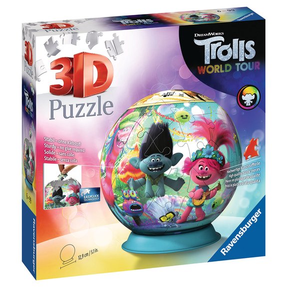 Puzzle 3D rond 72 pièces - Trolls 2