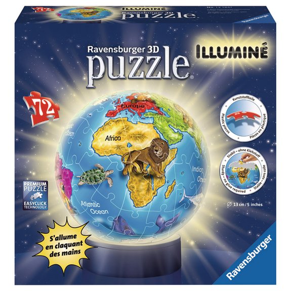 Puzzle 3D rond 72 pièces illuminé - Globe