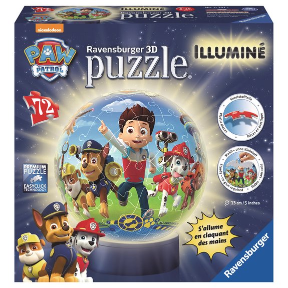 Puzzle 3D rond 72 pièces illuminé - La Pat'Patrouille