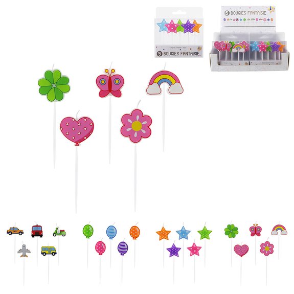 5 bougies anniversaire fantaisie