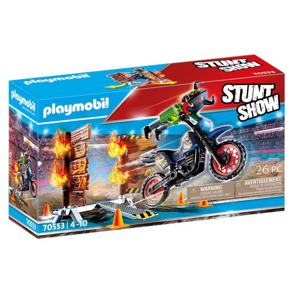 Stuntshow pilote de moto et mur de feu Playmobil 70553