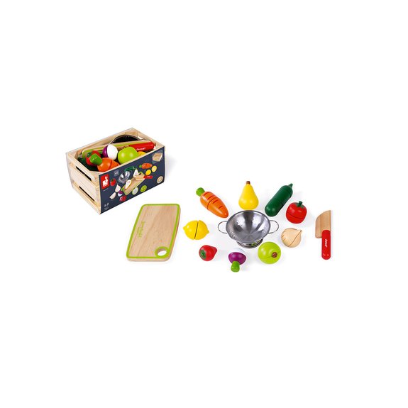 Maxi set de fruits et légumes en bois à découper