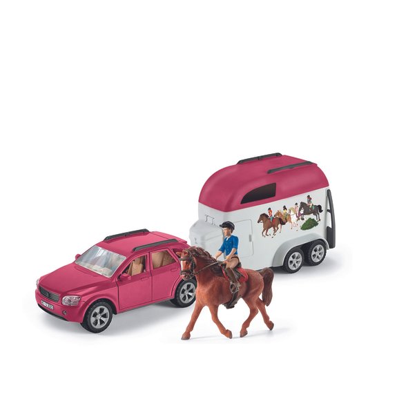 Voiture avec remorque pour chevaux