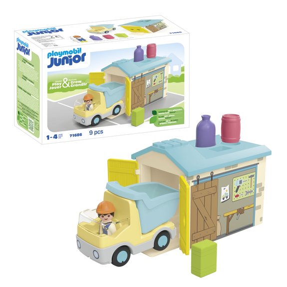 Ouvrier avec camion et garage Playmobil Junior 71686