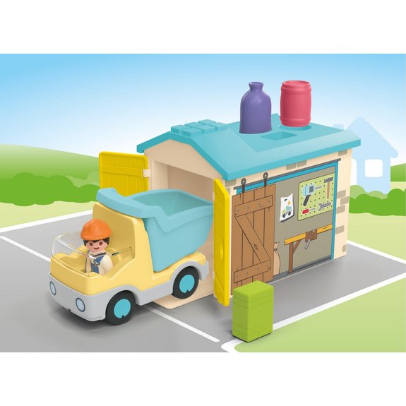 Ouvrier avec camion et garage Playmobil Junior 71686