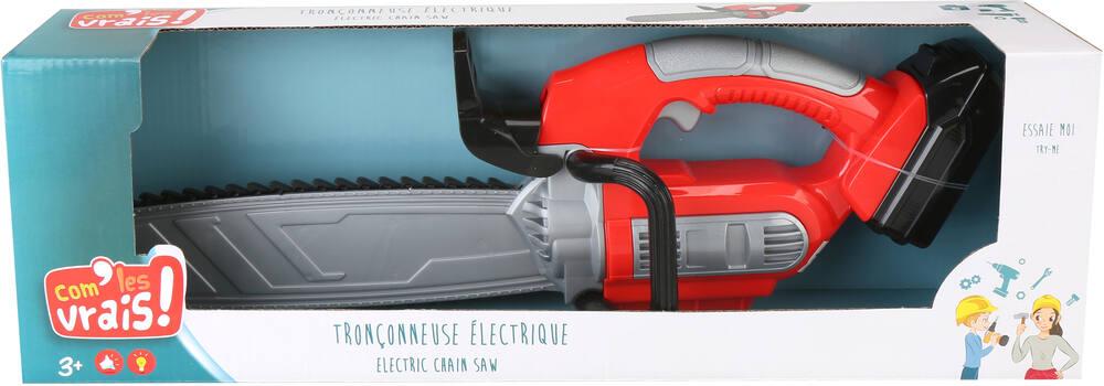 Jouet Tronçonneuse Électrique Réaliste – Jeu De Rôle Jardin – Rouge Et Argent – Dès 3 Ans – PP Résistant
