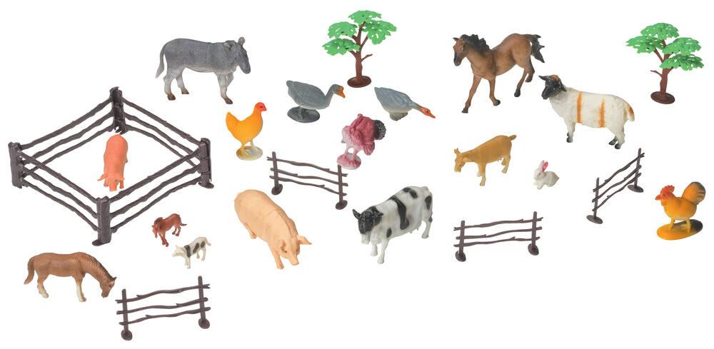BUYGER Figurines Animaux Ferme Avec Clôtures – 24 Pièces – Grand Et Mini Modèles Réalistes – Jouet éducatif Dès 3 Ans