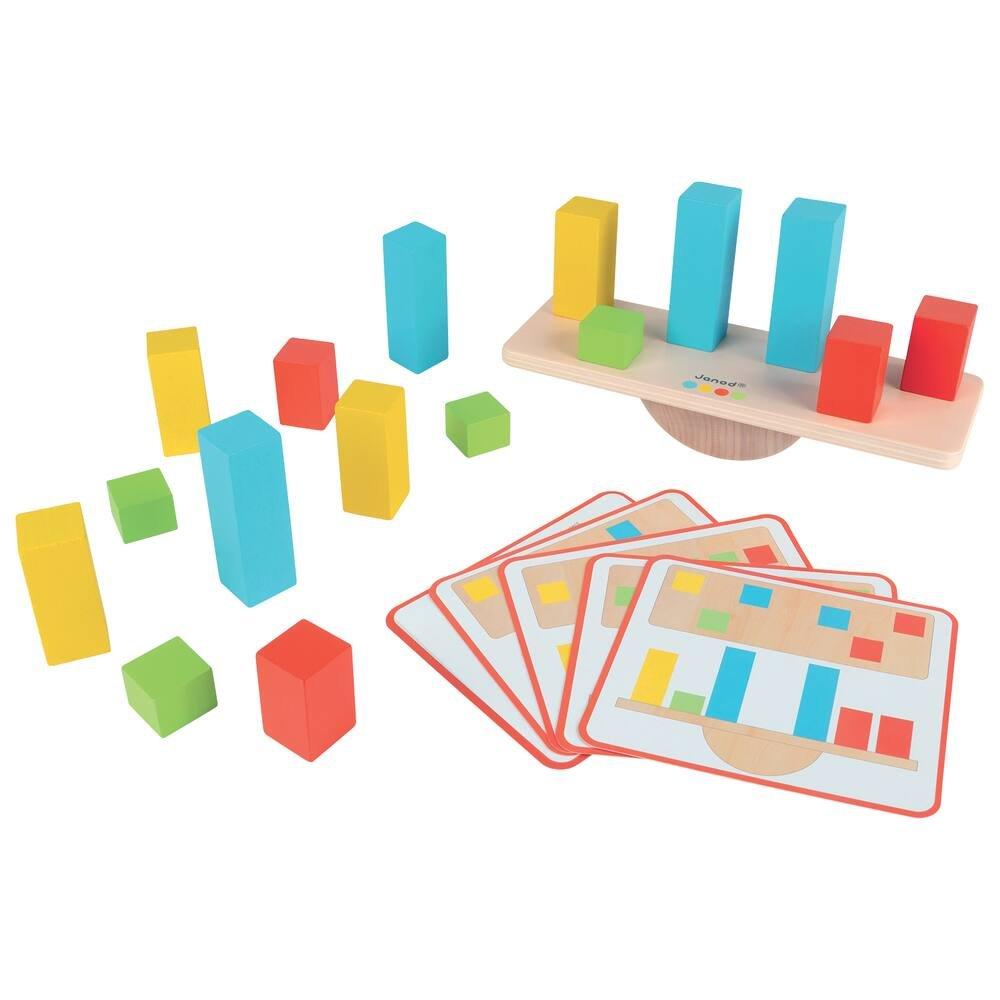 Janod - Essentiel - Les Volumes - Jeu Educatif Premier Âge en Bois 3-En-1 - Apprentissage des Formes et Couleurs - Peinture à l'Eau - Dès 18 mois, J05062