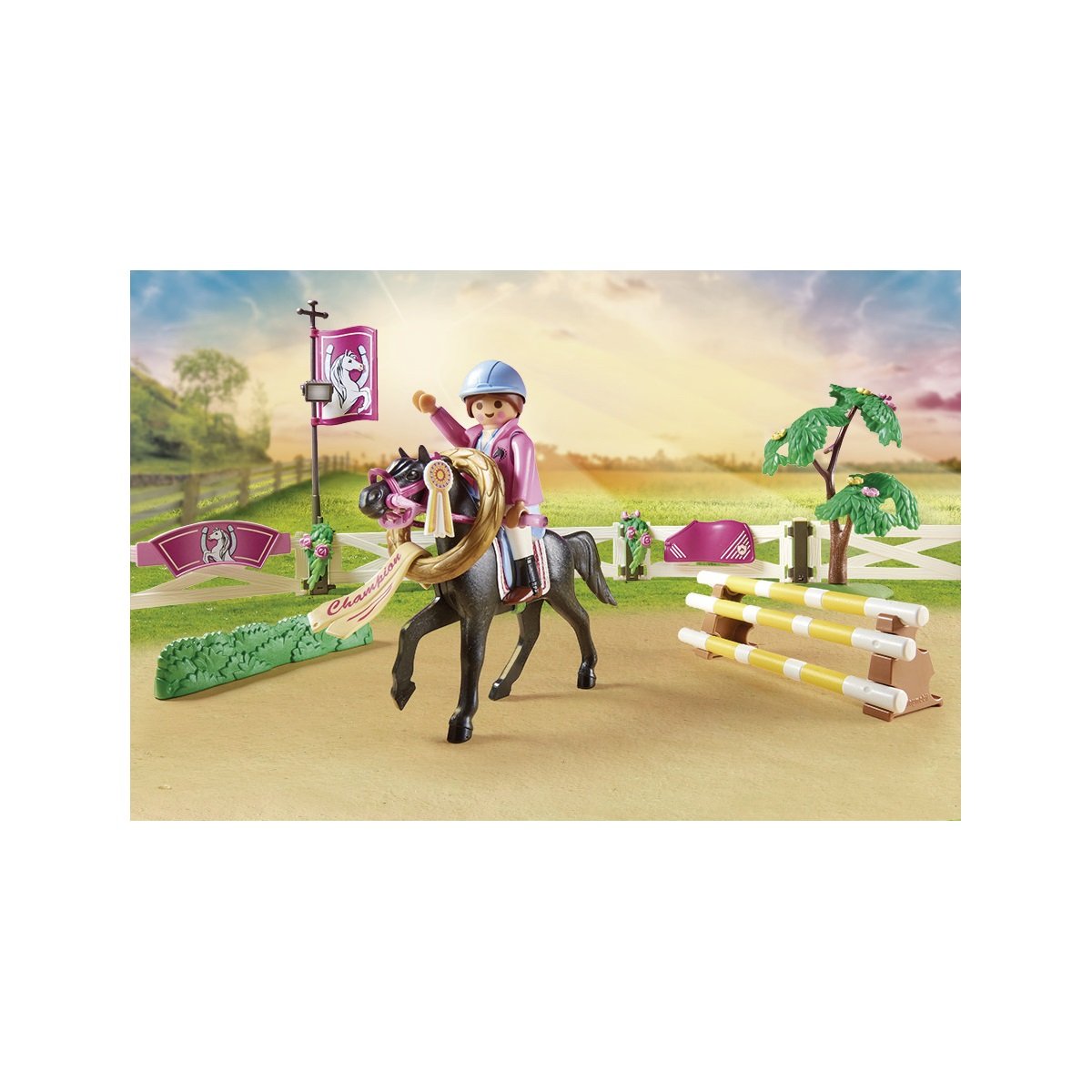 PLAYMOBIL COUNTRY - PARCOURS D'OBSTACLES AVEC CHEVAUX #70996 - PLAYMOBIL /  Country