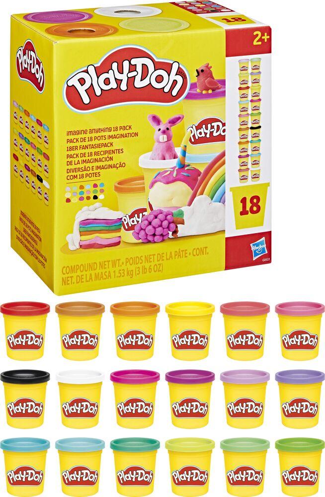 Pack De 12 Pots Play-Doh De 28 G – Coffret L'Imagination En Fête – Couleurs Vert, Rouge, Rose Et Bleu Foncé – Idéal Pour Surprises Et Récompenses