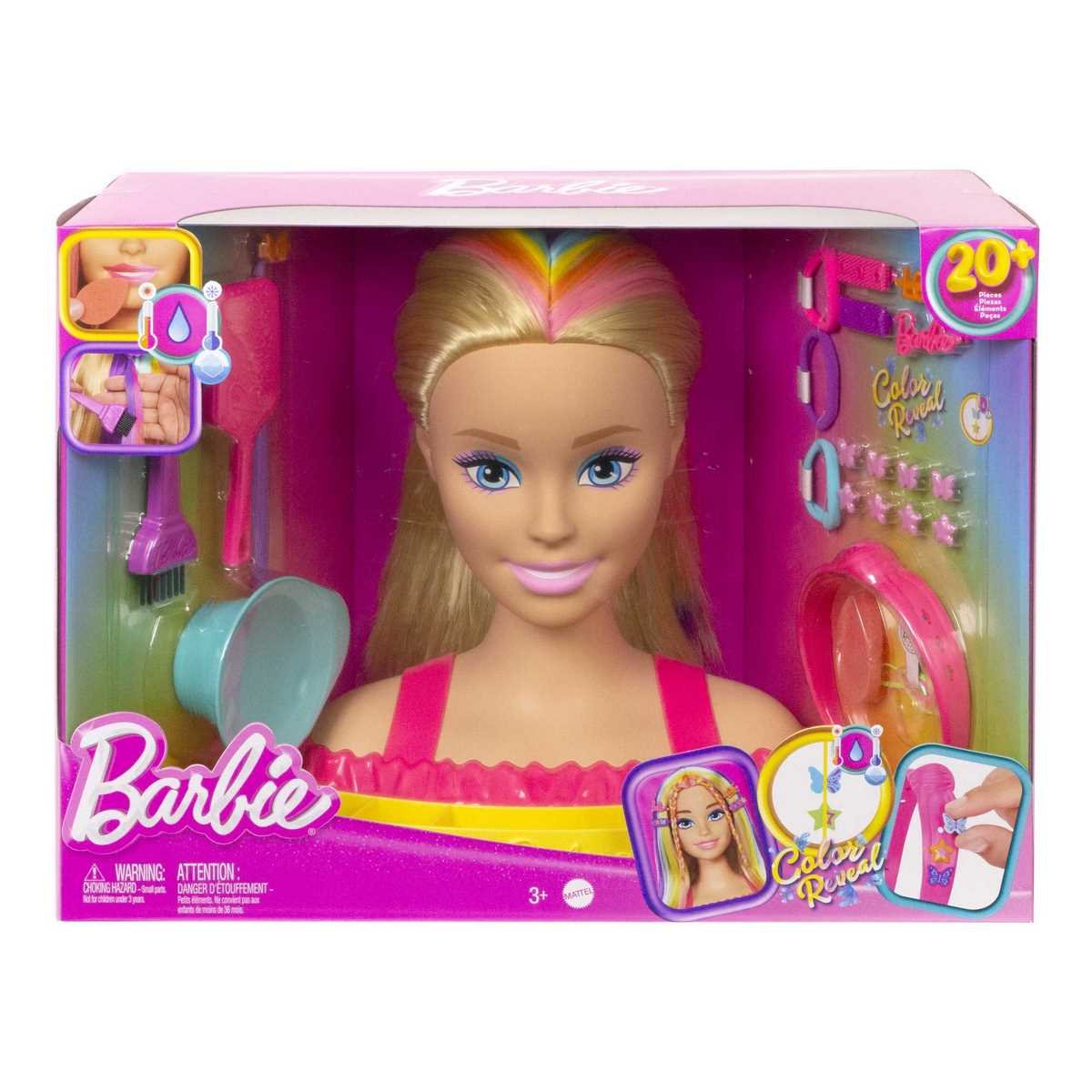 Barbie - Tête à Coiffer blonde avec mèches arc-en-ciel, HMD78