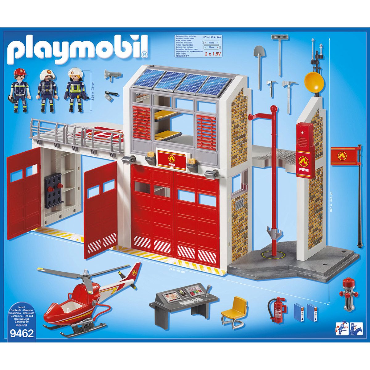 Caserne pompier et hélicoptère Playmobil City Action 9462 - La Grande Récré