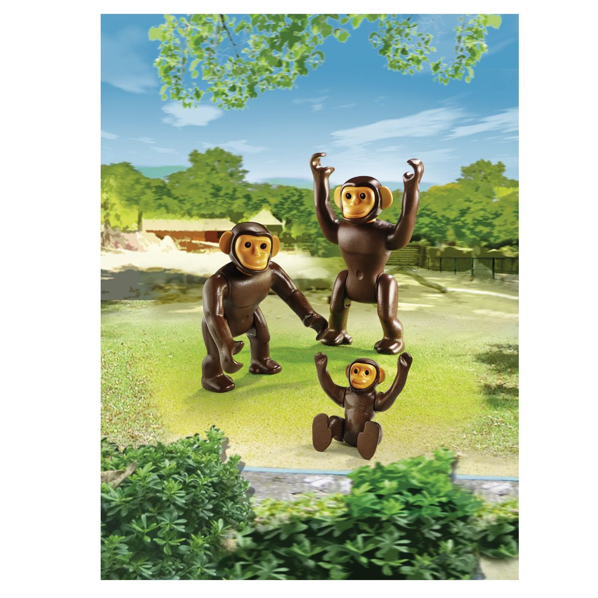 Playmobil 6650 Animaux Zoo Couple de chimpanzés avec leur bébé