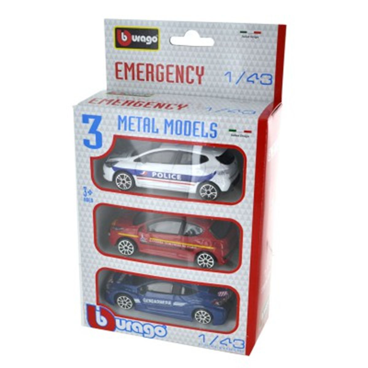 Coffret de 3 voitures de secours 1/43 - ty60697 BBURAGO : le jouet à Prix  Carrefour