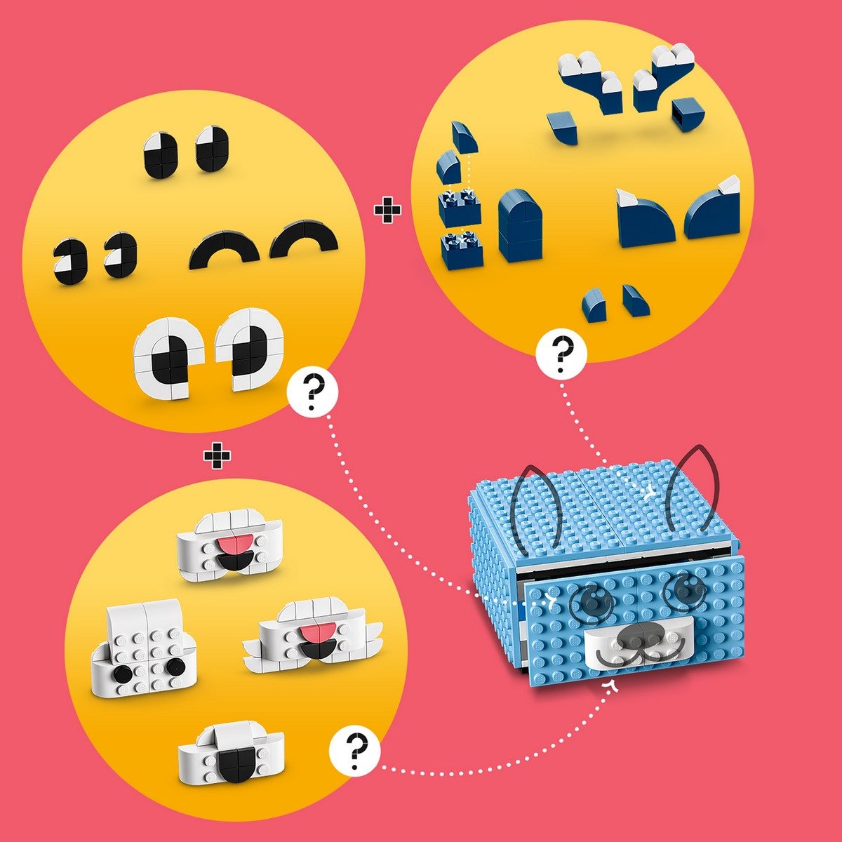 LEGO DOTS 41805 Le tiroir animal créatif, Kit de Mosaïque avec Briques,  Boîte de Rangement pour Bijoux, Vide-Poches, Loisir Créatif pas cher 
