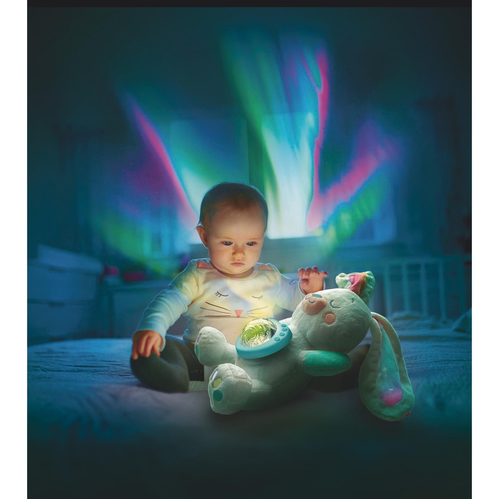 Peluche Musicale Bébé Clementoni – Lapin Avec Projecteur D’Aurores Boréales, Sons Apaisants, Minuterie, Lavable En Machine (Dès La Naissance)