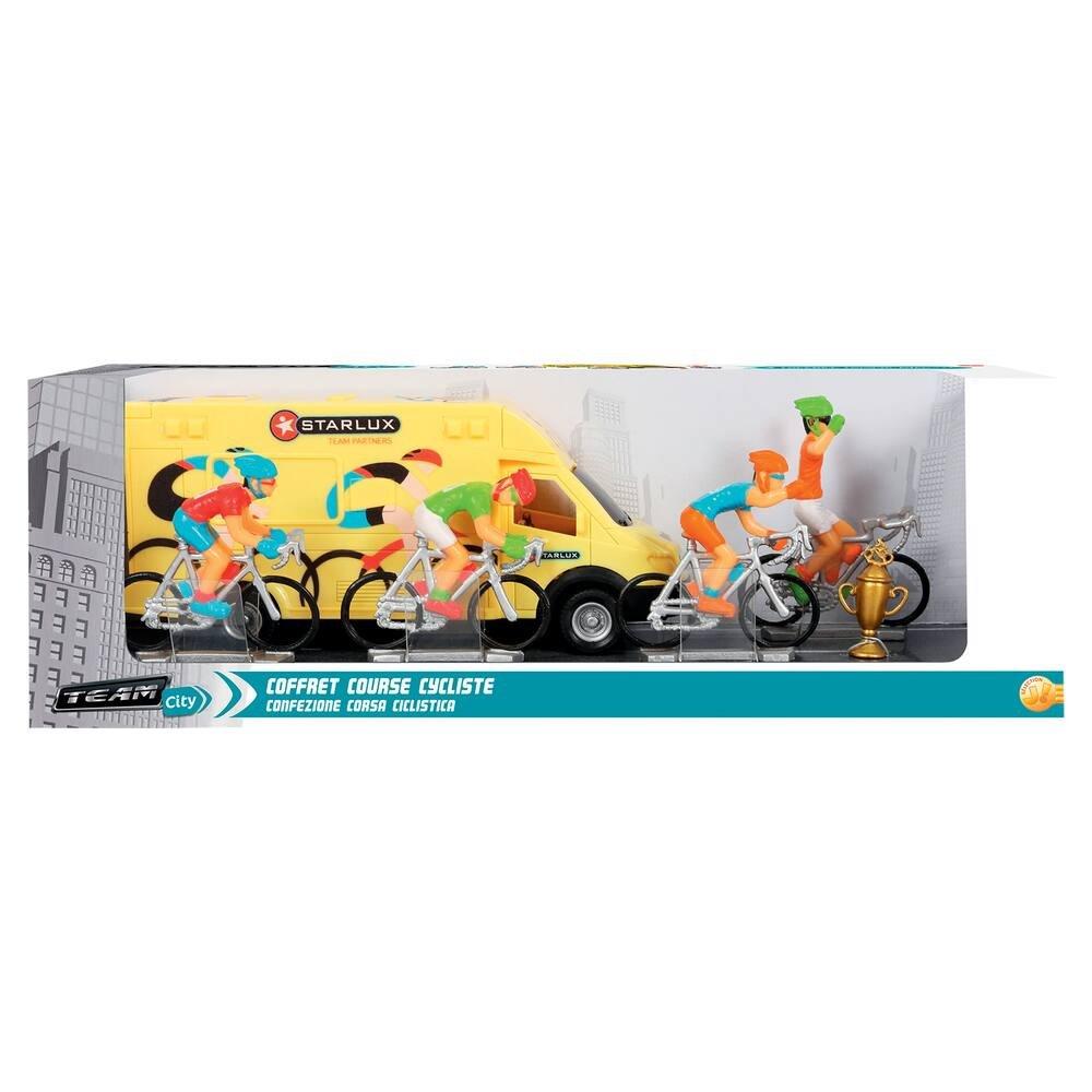 Coffret Course Cycliste Avec 4 Cyclistes Et Vehicule D equipe La Grande Recre