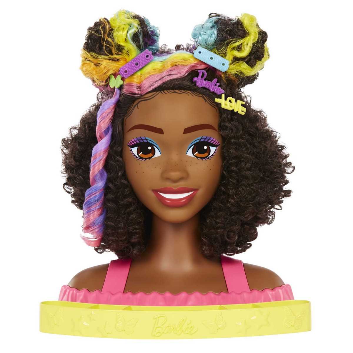 marque generique - Barbie tête pour coiffer les cheveux arc-en-ciel Deluxe  avec 27 accessoires - Maquillage et coiffure - Rue du Commerce