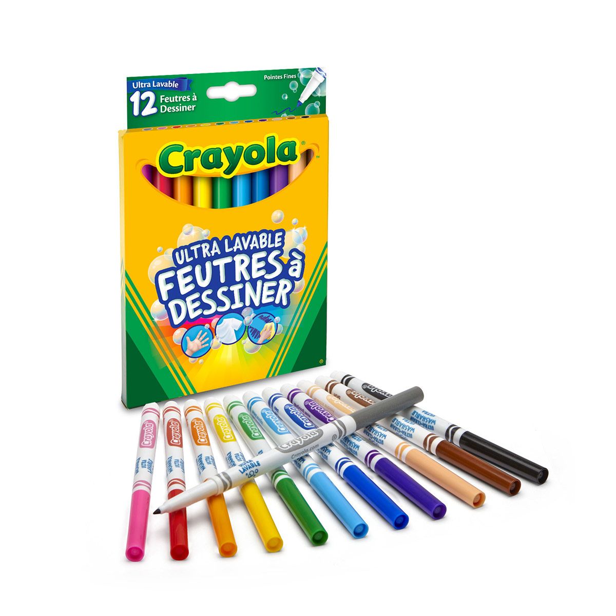 16 crayons feutres à pointe large lavables – Amuzart