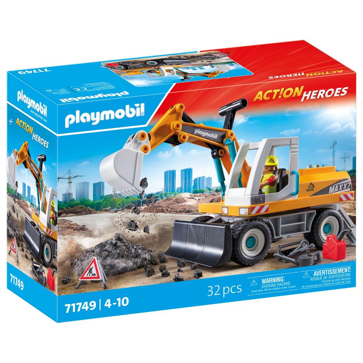 Playmobil Action Heroes 71752 Operaio Con Martello Pneumatico E Segnaletica, Cantiere Edile, Giocattolo Per Bambini