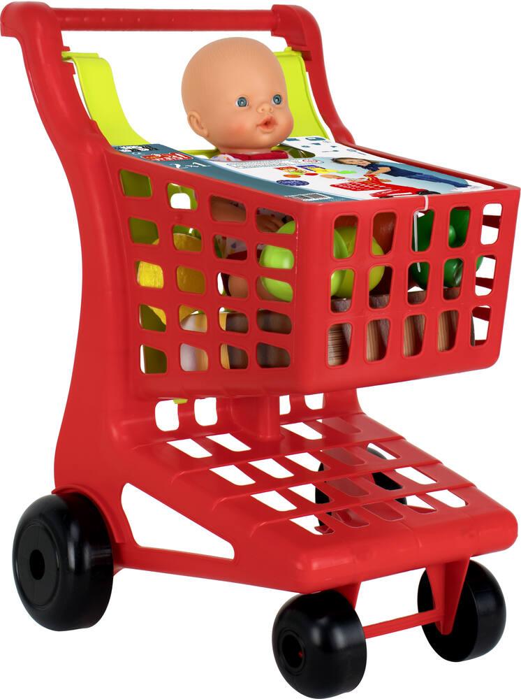 Chariot D'Épicerie Pour Enfants – Jeu D'Imitation Caddie Jouet Éducatif Avec Fruits Et Légumes – 20 Pièces – Dès 3 Ans (Rouge Ou Vert)