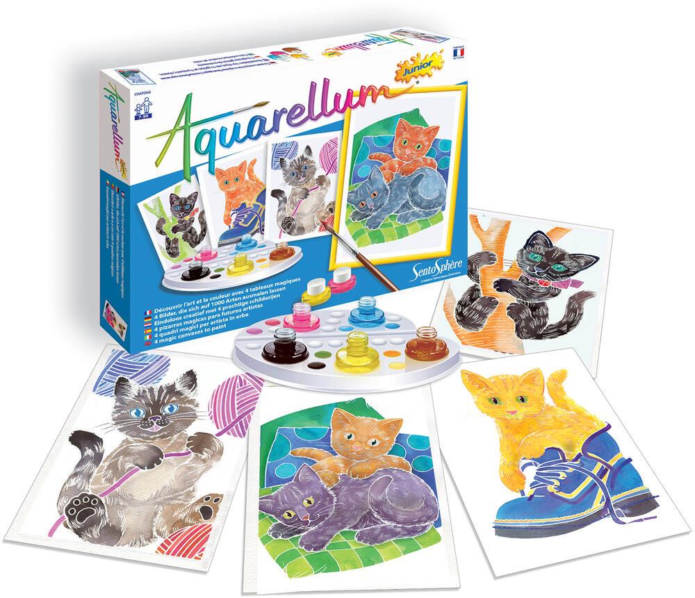 SentoSphère AQUARELLUM JUNIOR – Chatons – Kit Peinture Magique Aquarellable – Dès 7 Ans – Fabriqué En France