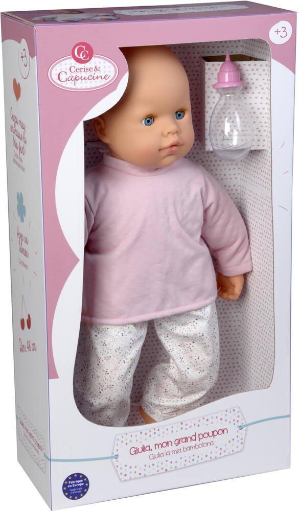 Poupon Giulia Grand 48 Cm Visage Souriant Avec Tenue Rose La Grande Recre