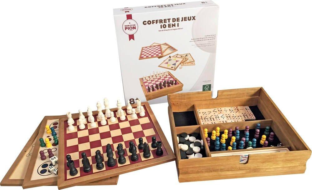 Coffret Jeux En Bois 3 En 1 - Échecs, Dames, Backgammon - Format Voyage - Pions En Bois - 13