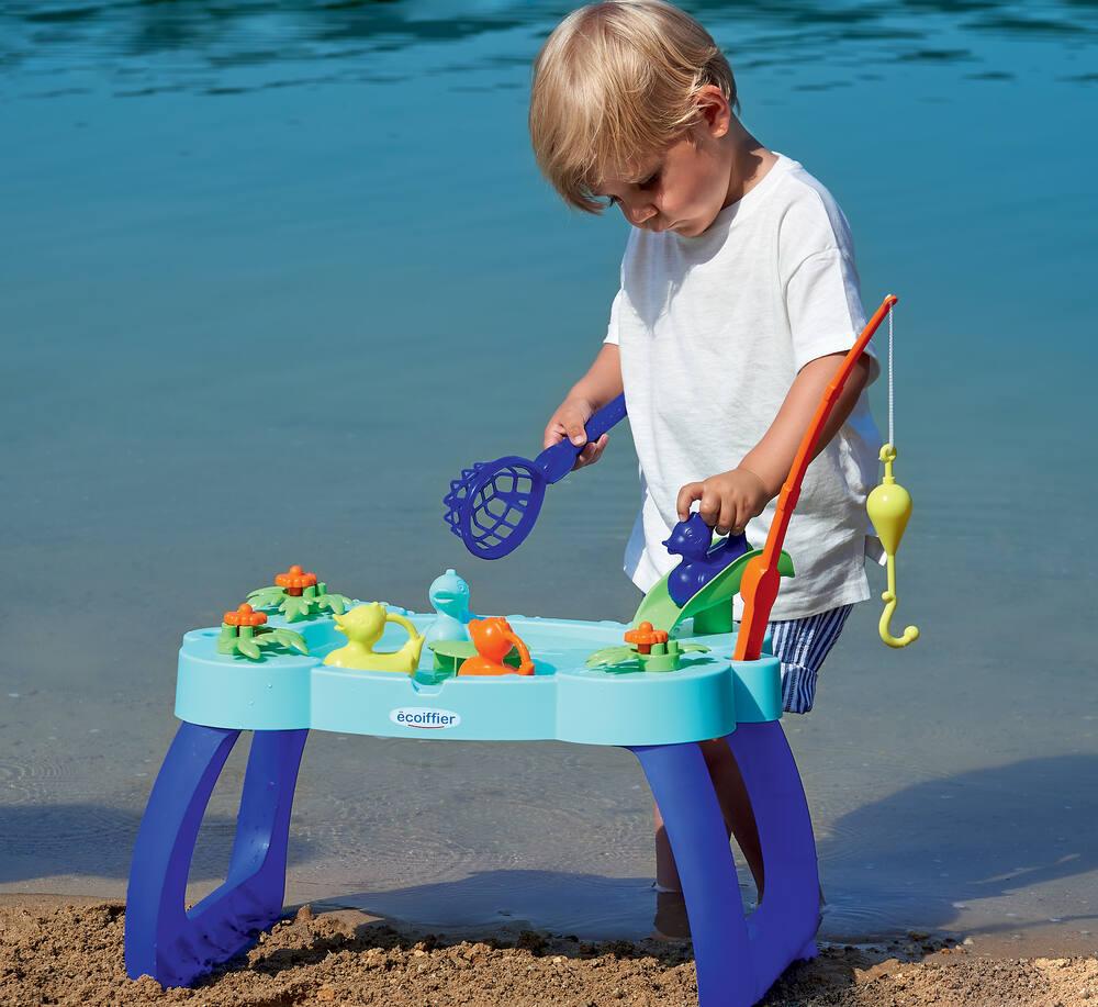 Table D’Eau Éducative Avec Jeu De Pêche – Activité Aquatique Extérieure, Hauteur Réglable, Pompe à Pluie, Dès 3 Ans