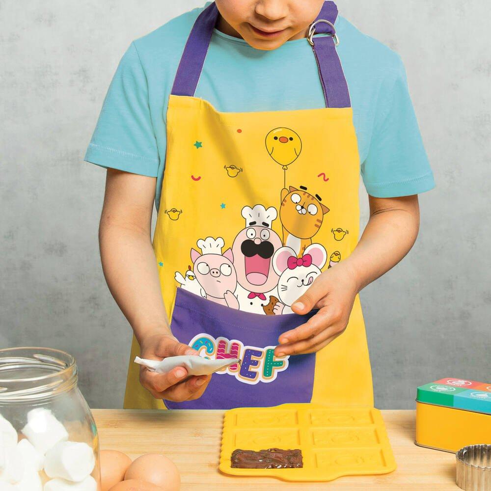Tablier Et Toque De Chef Pour Enfants - Set Personnalisable - Taille M (3-6 Ans) - Polyester - Jaune