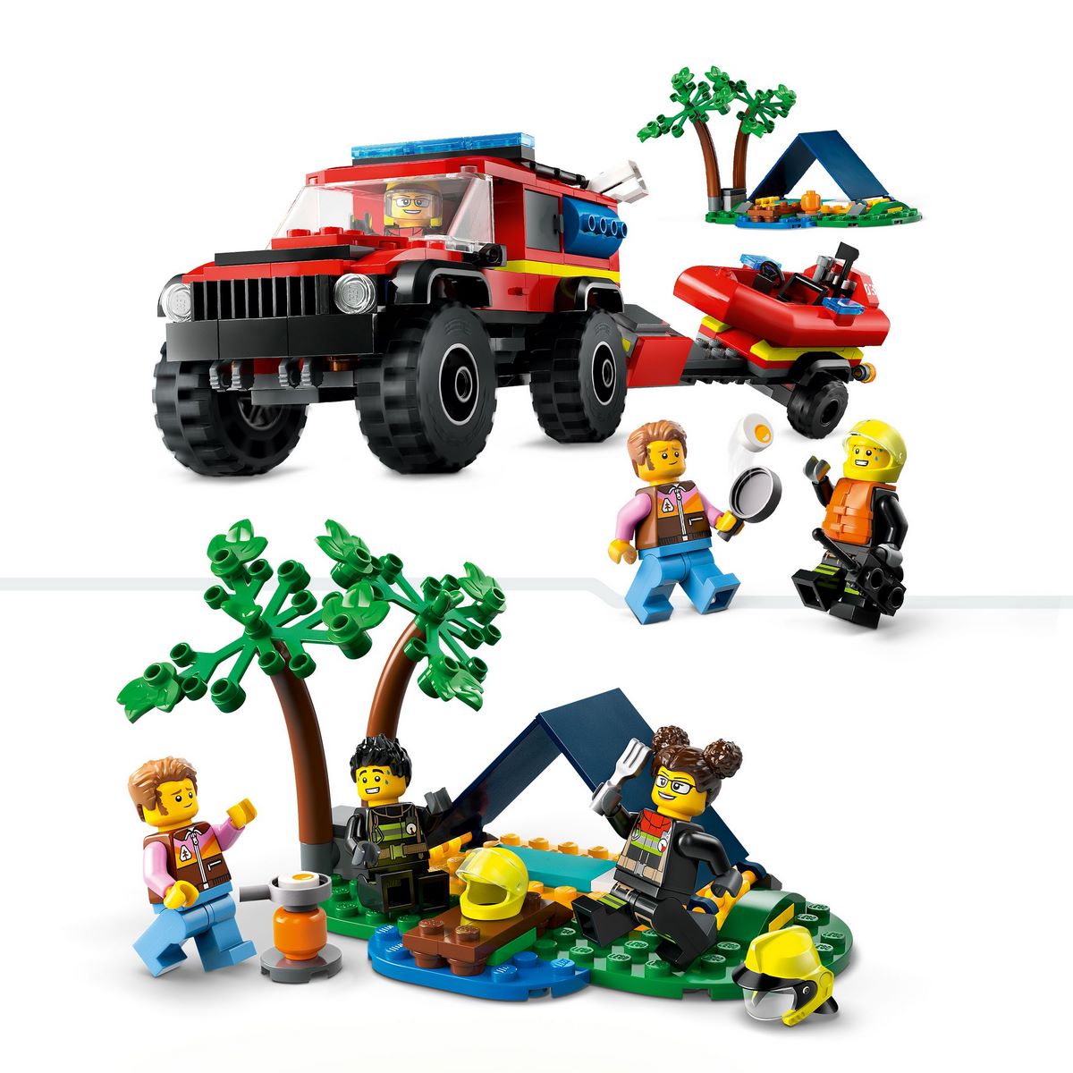 Le camion de pompiers 4x4 et le canot de sauvetage Lego City 60412 - La  Grande Récré