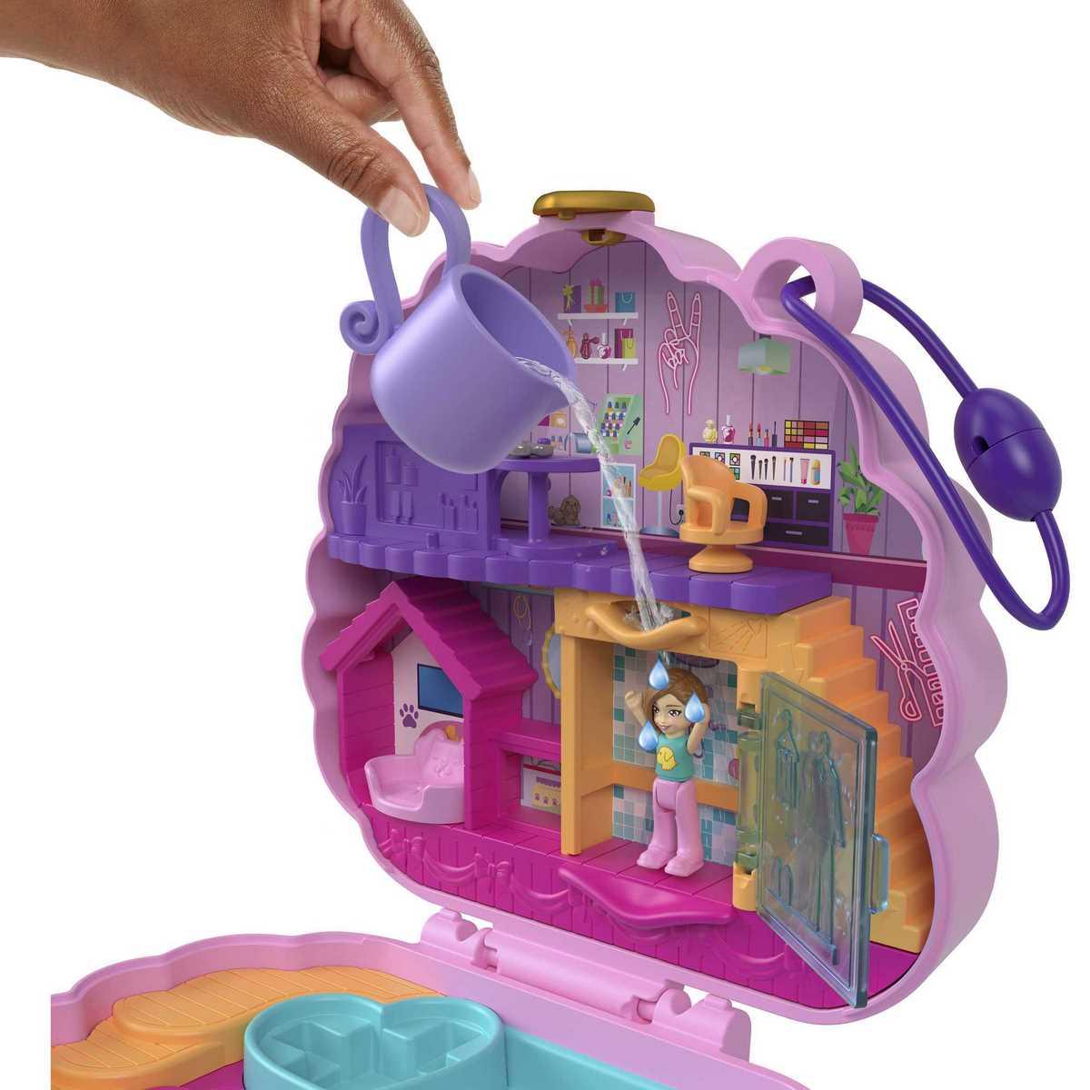 Polly Pocket Jouet d'extérieur avec 2 micro poupées et accessoires de jeu d'eau, Pollyville