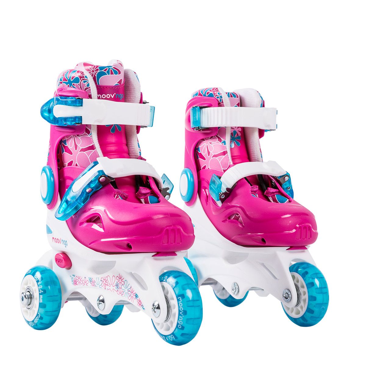 Rollers evolutifs rose avec protections - taille 27-30, jeux exterieurs et  sports