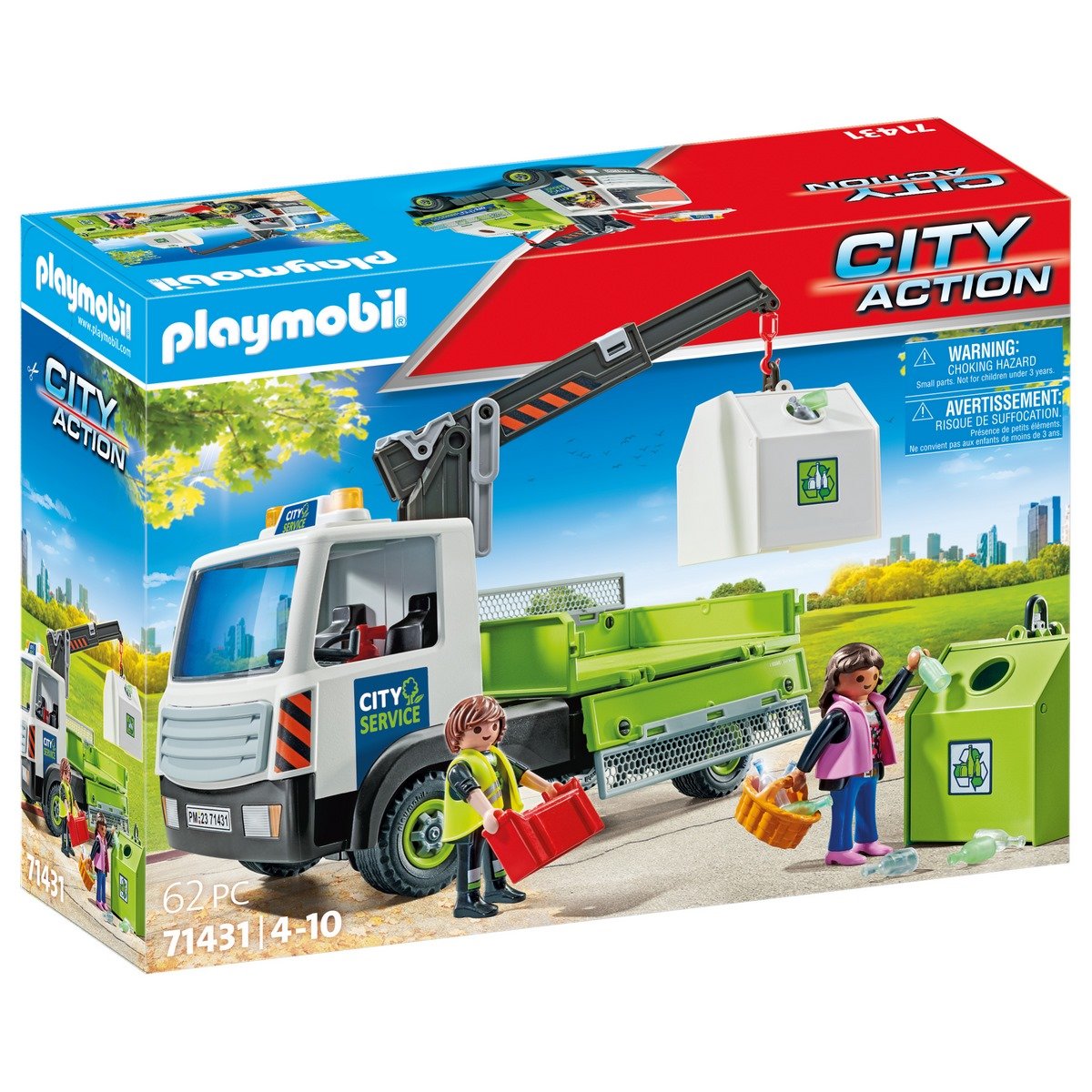 Camion-grue de recyclage de verre Playmobil City Action 71431 - La
