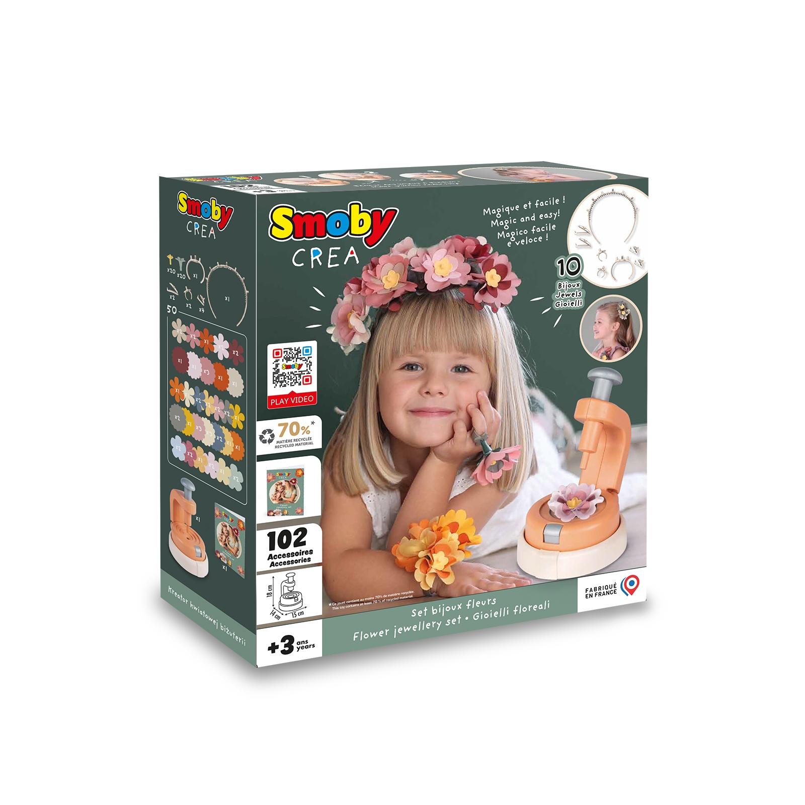 Smoby Créa Set Bijoux Fleurs - Activité Manuelle Créative Pour Enfants Dès 3 Ans - Fabrication Française