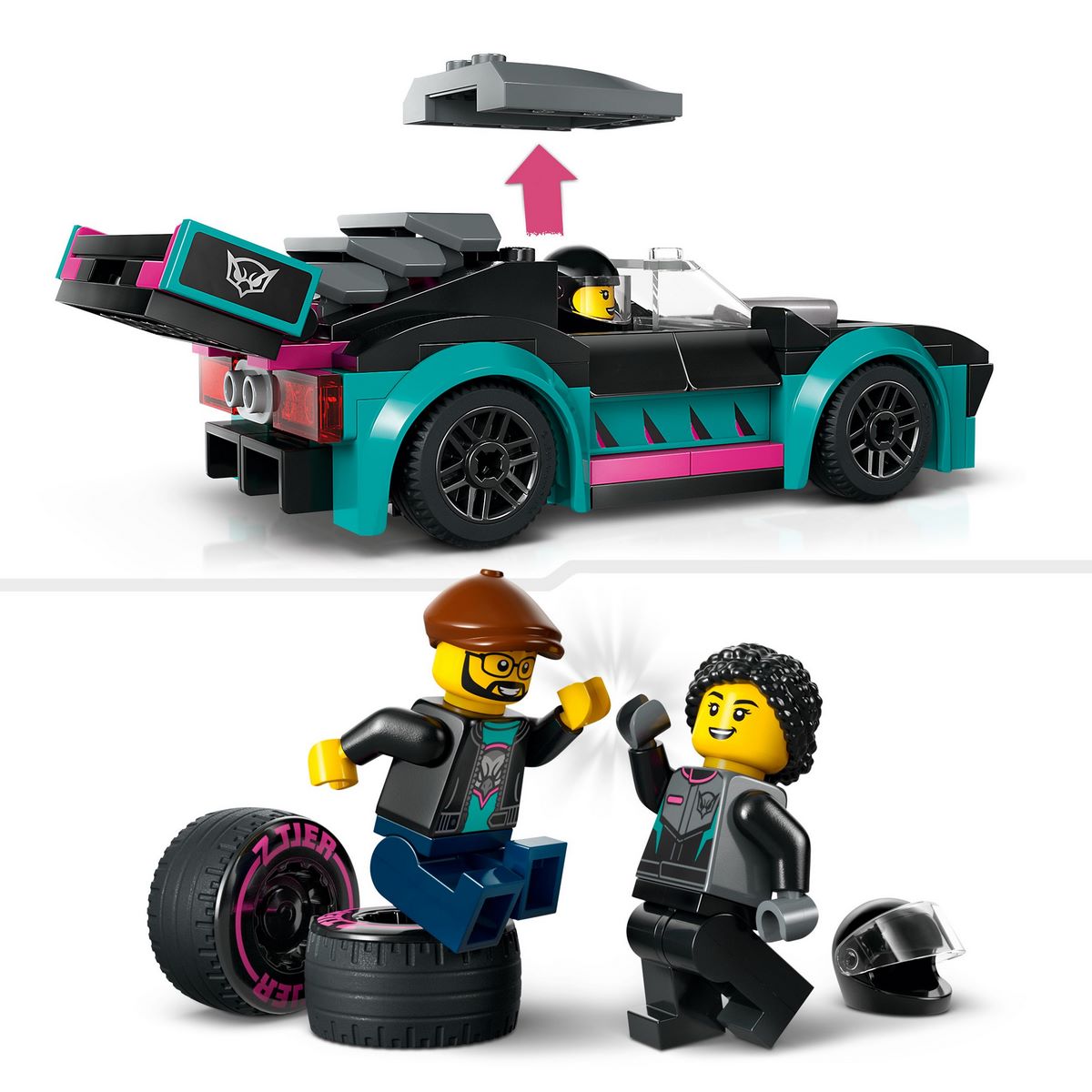 La voiture de course et le camion de transport de voitures Lego City 60406  - La Grande Récré