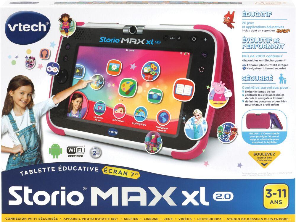 VTech - Storio Max XL 2.0 Rose, 3 Ans à 11 Ans - Contenu en Français + Adaptateur Secteur Chargeur USB-C