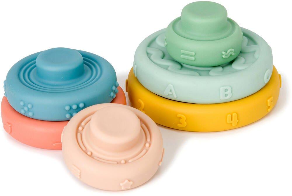 Anneaux à Empiler Arc-en-ciel - Jouet Bébé Développement Motricité Fine - Jeu éducatif 12 Mois Et Plus - 5
