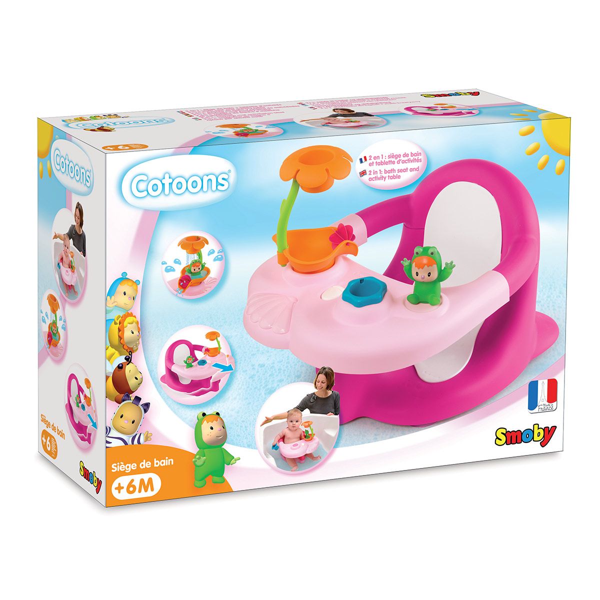 Siege De Bain Et Tablette D Activites Rose Cotoons Jouets D Eveil Et Peluches La Grande Recre