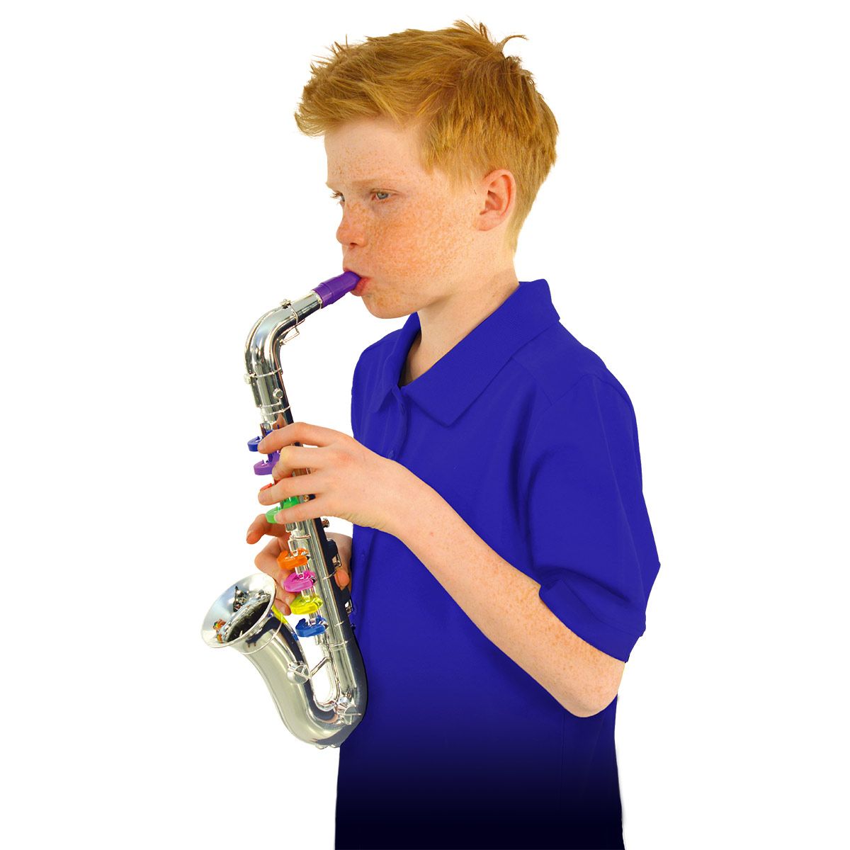 01 Jouet d'instrument de Musique Blue-English Version 7 Boutons de Fonction Jouet de Saxophone pour Enfants Volume sûr à 5 Vitesses pour l'éducation précoce
